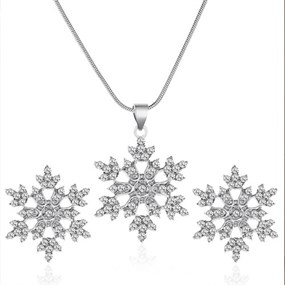 Sølvfarvet snefnug smykkesæt