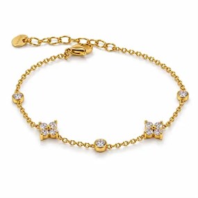 Fleur armbånd med stenblomster - guld