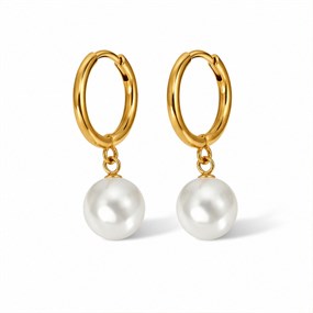 Perla perlehoops i guld