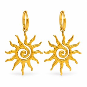 Soleil øreringe med spiral-sol - guld