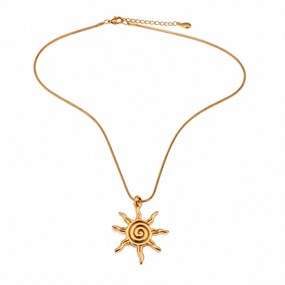 Soleil spiral-solhalskæde i guld