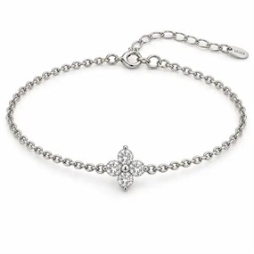 Fleur armbånd med stenblomst - sølv