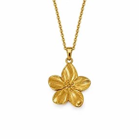 Fleur halskæde med stor blomst - guld