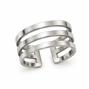 Cadre åben ring med tre bånd - sølv