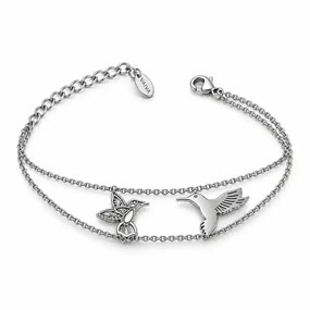Colibri dobbelt armbånd med fugl - sølv
