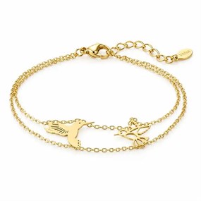 Colibri dobbelt armbånd med fugl - guld