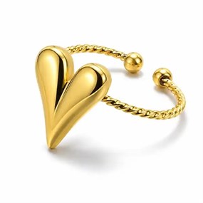 Amour ring med aflangt hjerte - guld