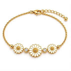 Marguerit armbånd med tre blomster - guld