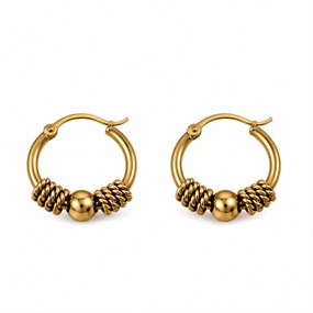 Corde kuglehoops med snoede detaljer i guld